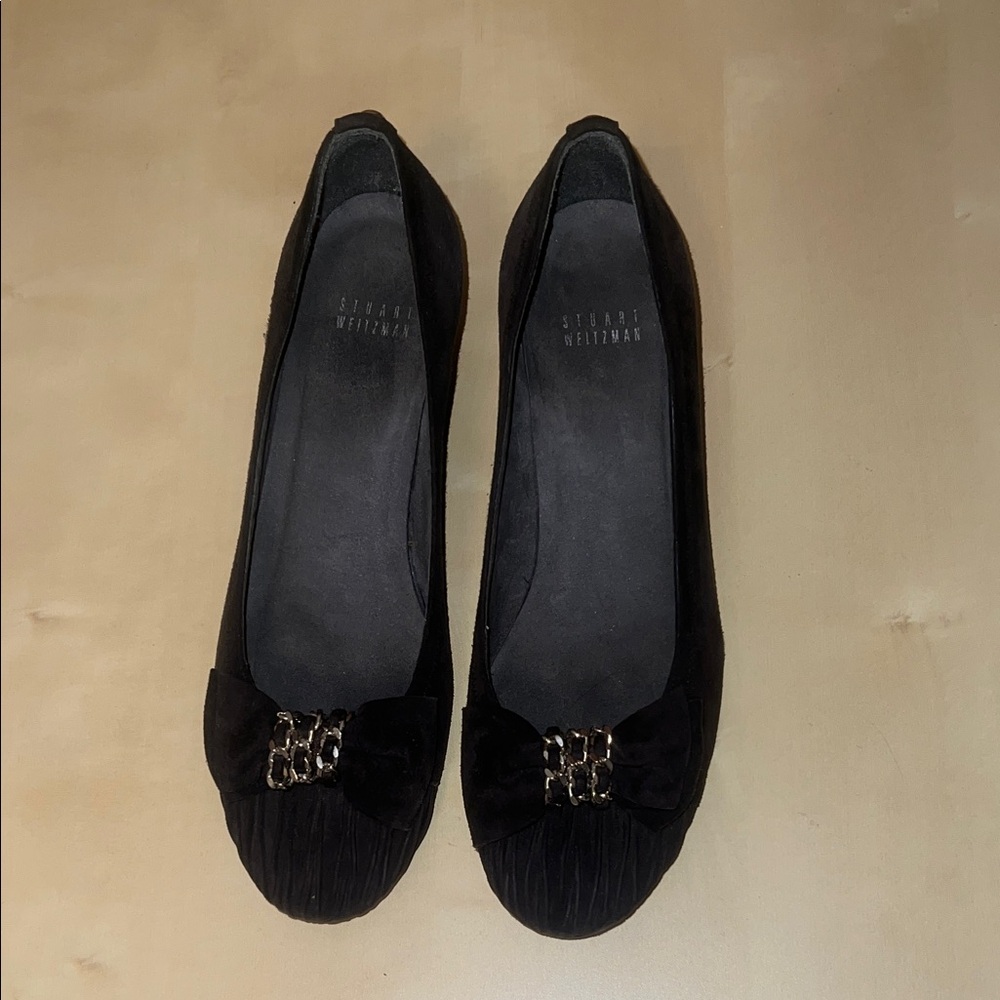 Stuart Weitzman Black Heels with Bow Accent